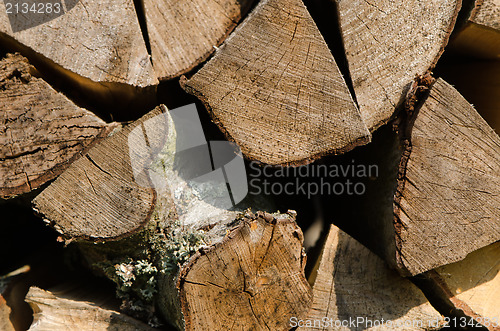 Image of stacked chopped firewood  