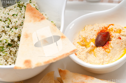 Image of taboulii couscous with hummus