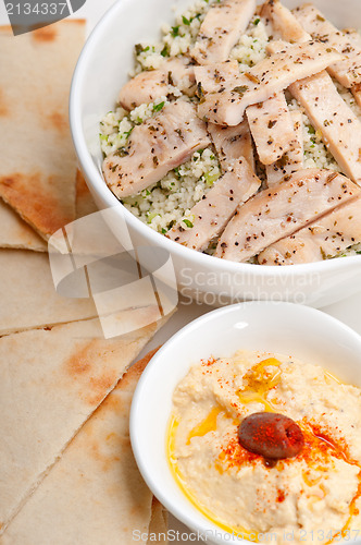 Image of chicken taboulii couscous with hummus