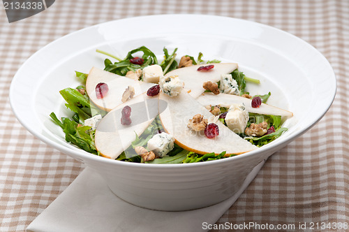 Image of Fresh pears arugula gorgonzola cheese salad