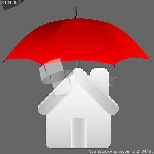 Image of House under umbrella. Insurance concept.