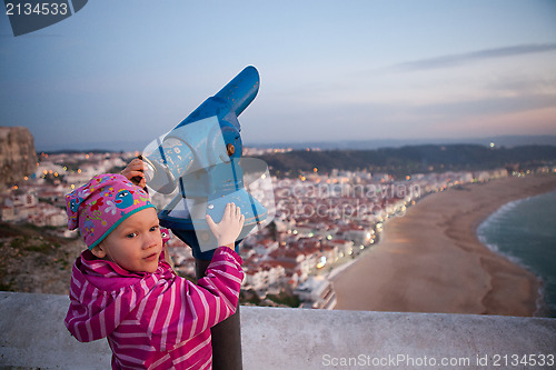 Image of Girl looking at Nazare