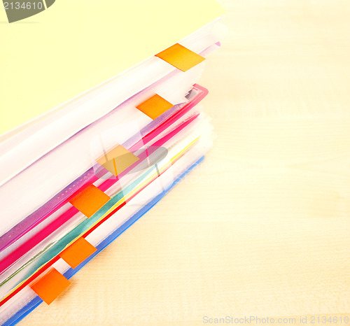 Image of Many files and sticky notes 