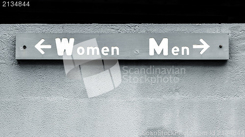 Image of women men sign
