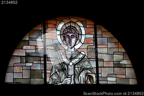 Image of  rose window in the church in verona italy