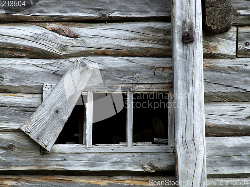 Image of Old small window in wooden house