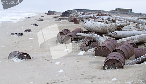 Image of drums on Arctic coast