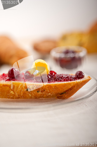 Image of bread butter and jam 