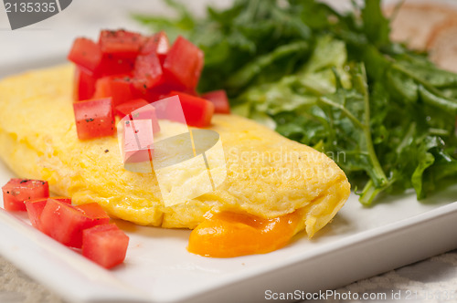 Image of cheese ometette with tomato and salad