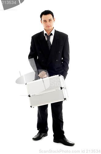 Image of businessman with metal container #2