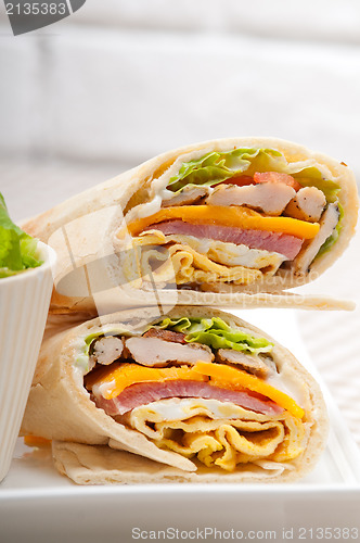 Image of club sandwich pita bread roll