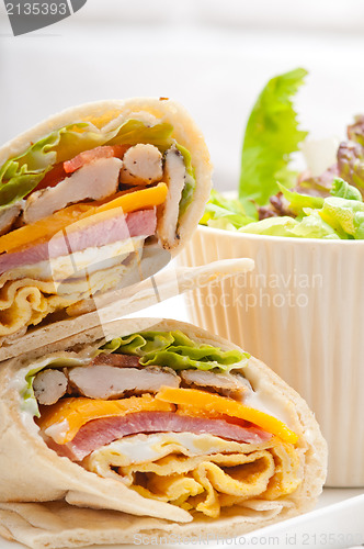 Image of club sandwich pita bread roll