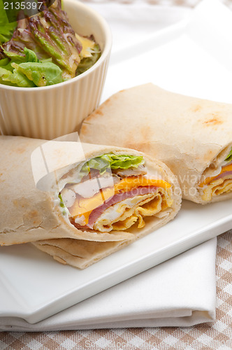 Image of club sandwich pita bread roll