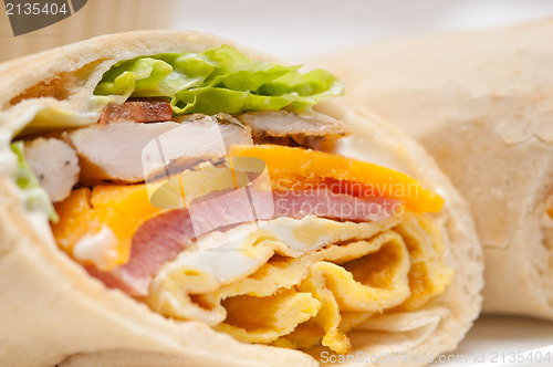 Image of club sandwich pita bread roll