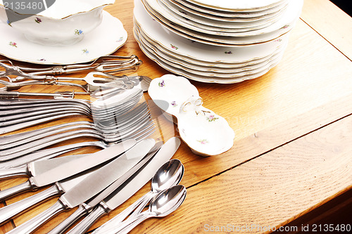 Image of Dishes and cutlery set