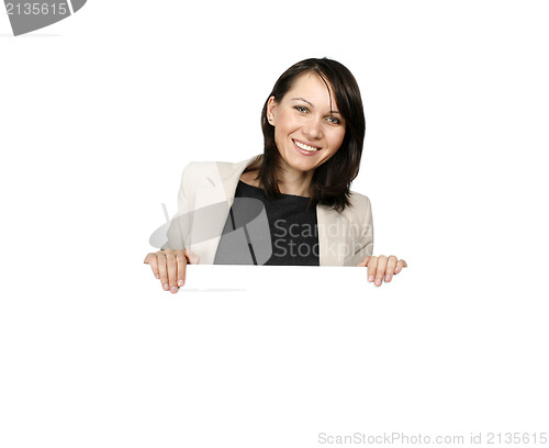 Image of Businesswoman with a billboard 