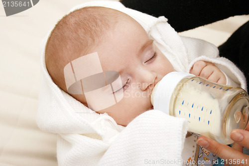 Image of Baby drinking milk