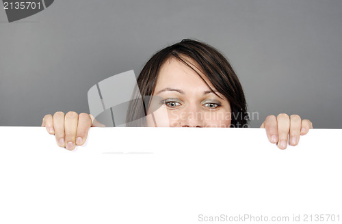 Image of Woman with a blank billboard 