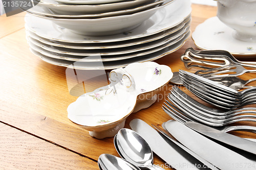 Image of Dishes and cutlery set