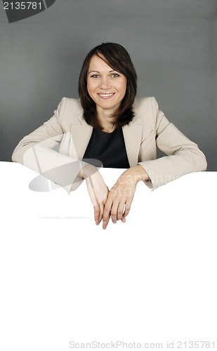 Image of Woman with a blank billboard 