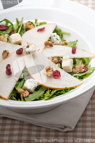 Image of Fresh pears arugula gorgonzola cheese salad