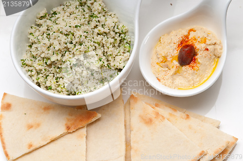 Image of taboulii couscous with hummus