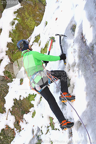 Image of ice climbing in winter