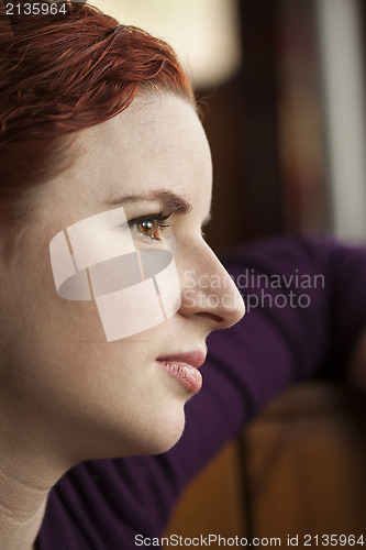 Image of Young Woman with Beautiful Auburn Hair