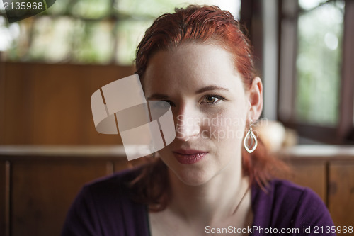 Image of Young Woman with Beautiful Auburn Hair