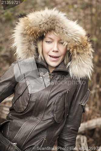 Image of Blonde Woman with Beautiful Blue Eyes