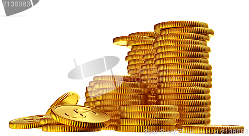 Image of Stacks of gold dollar coins