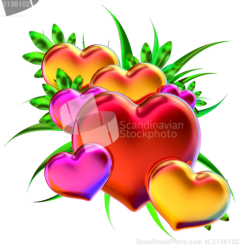 Image of Set of hearts in floral style for Valentine's Day