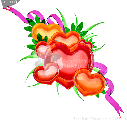 Image of Set of hearts in floral style for Valentine's Day