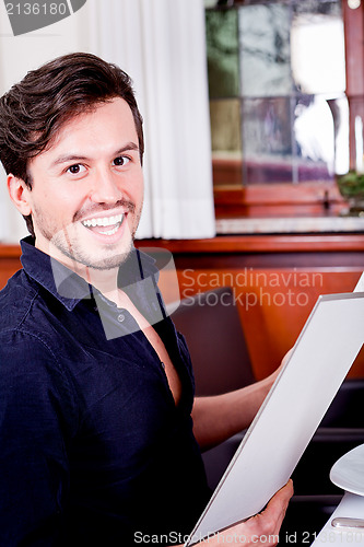 Image of man and woman in restaurant for dinner