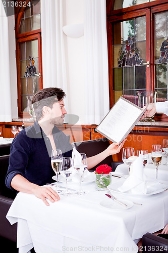 Image of man and woman in restaurant for dinner