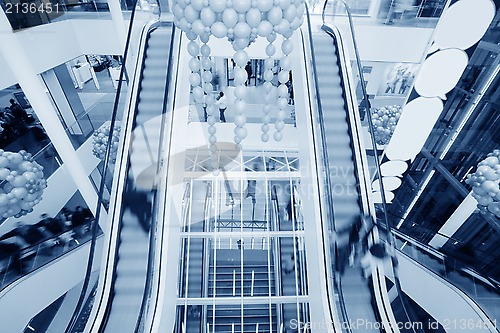 Image of Shoppers at multilevel shopping center 