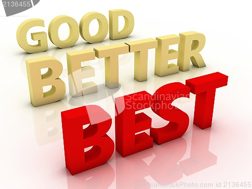 Image of Good, better and best, colorful words on blackboard 