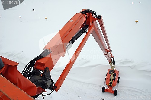 Image of Orange hydraulic lift perspective view