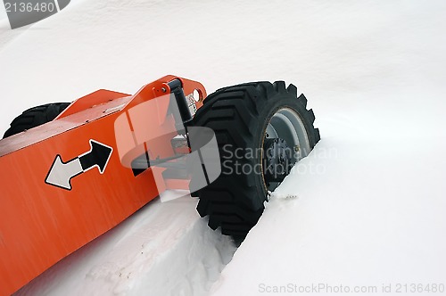 Image of Tractor winter tyres in extreme snowdrift