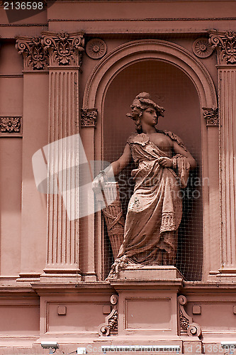 Image of pink marble statue of a women 