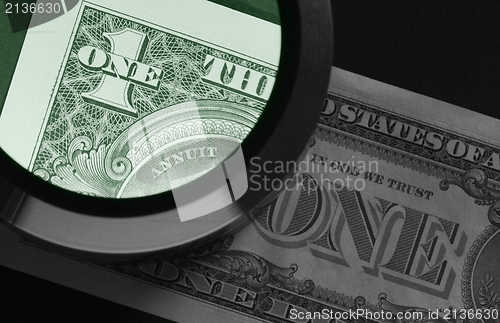 Image of dollar and magnifier