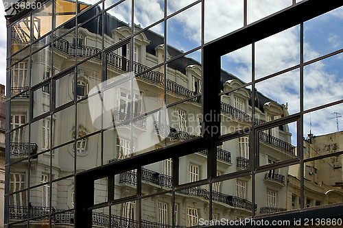 Image of palace in a window in the centre  buenos aires 