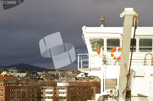 Image of Ship in Oslo harbor.