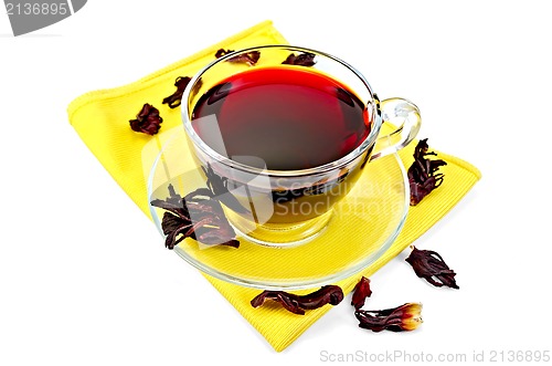 Image of Tea hibiscus on yellow napkin