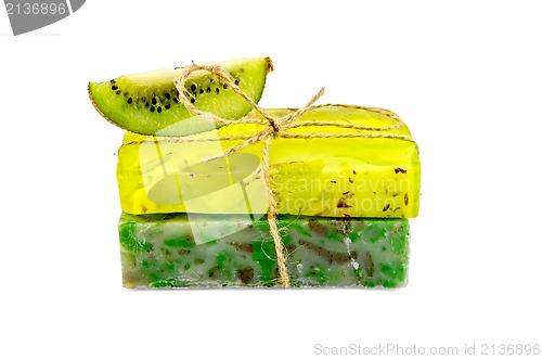 Image of Soap homemade with a slice of kiwi