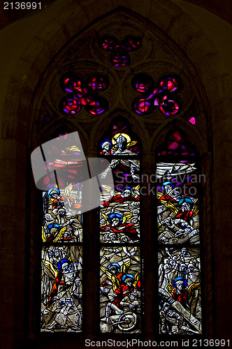 Image of  colored rose window in  naples