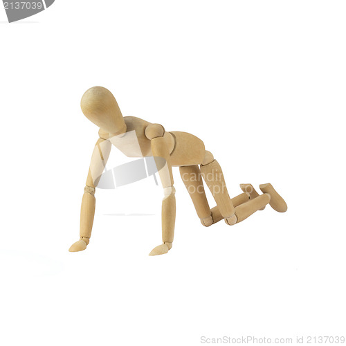 Image of Wooden woman figure in action