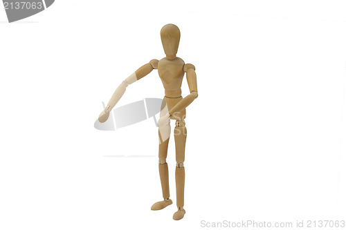 Image of Wooden female doll in action