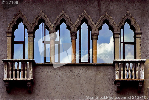 Image of old terrace and glass in verona italy