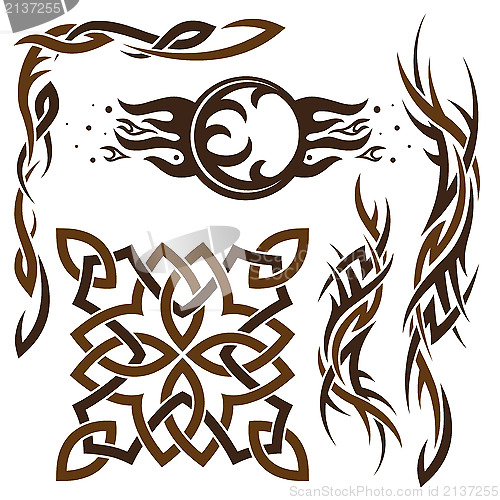 Image of Vector set of Gothic and Celtic ornament for design